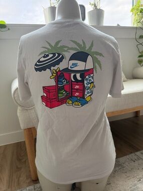 Nike White Short Sleeve Tee with Colorful Chest Graphic